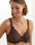 Soutien-gorge bonnets moul&eacute;s microfibre et dentelle, avec armatures (marron)