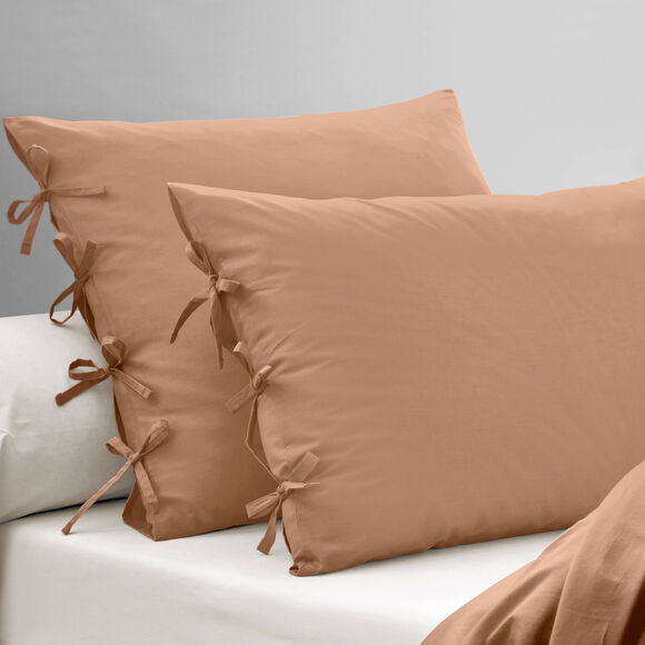 Linge de lit uni - percale de coton 72 fils/cm&sup2; (praline)