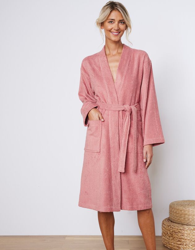 Peignoir mixte adute éponge bouclette 1er prix (bois de rose)