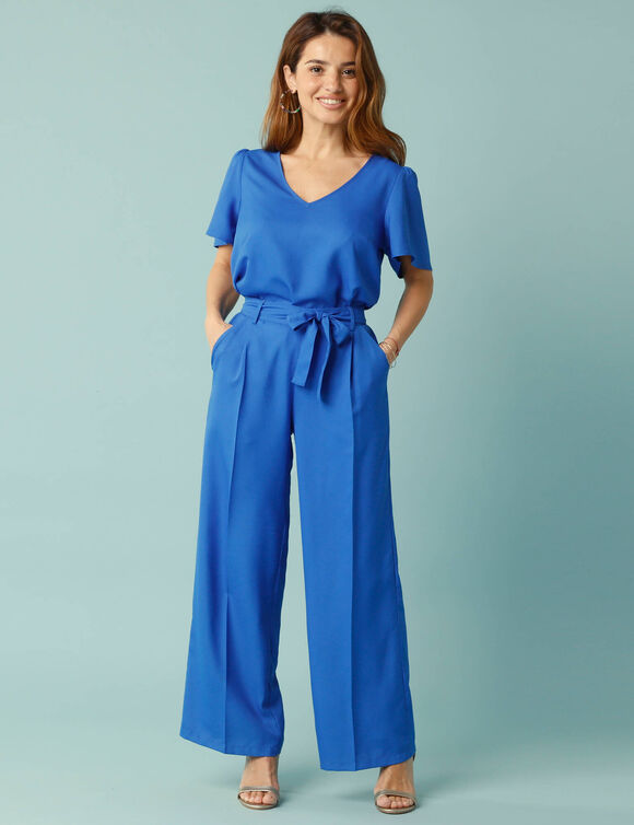 Pantalon large fluide Spécial Petites (bleu dur)