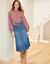 Uitlopende rok met plooien, jeans (stone)
