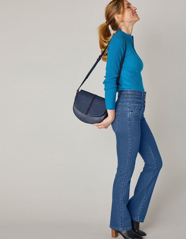 Jeans in bootcutmodel met hoge taille - binnenpijplengte 75 cm (stone)
