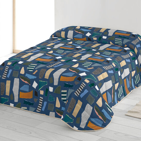 Bedrukt dekbed in microvezel 200 g/m² (blauw / oranje)