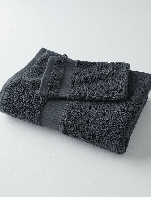 Collection serviettes de bain unies 640g/m2 confort prestige (carbone)