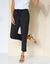 Pantalon 7/8ème fuselé uni, tissu fluide (noir)