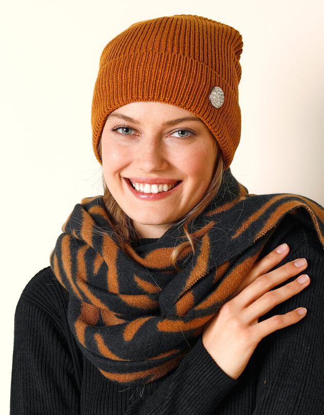 Muts met juweelknoop (karamel)