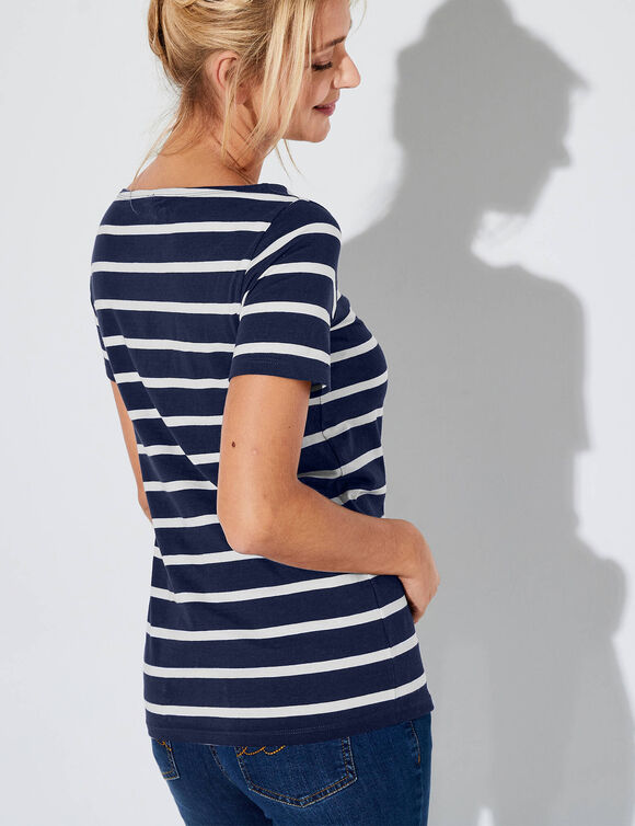 T-shirt marinière manches courtes (marine / blanc)