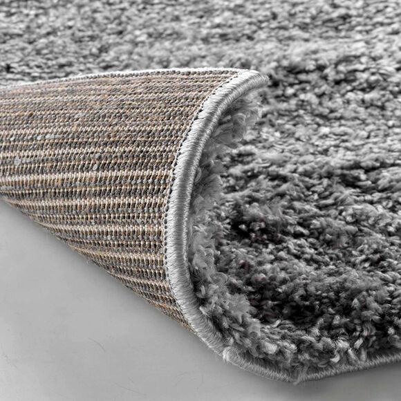 Tapis décoratif uni moelleux (gris)