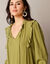 Effen bloes met strookdetails, crepon (groen)