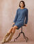 Robe-pull chinée manches longues, épaule boutonnée (bleu chiné)