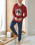 Pyjama pantalon jersey, col V contrast&eacute; (brique / marine)