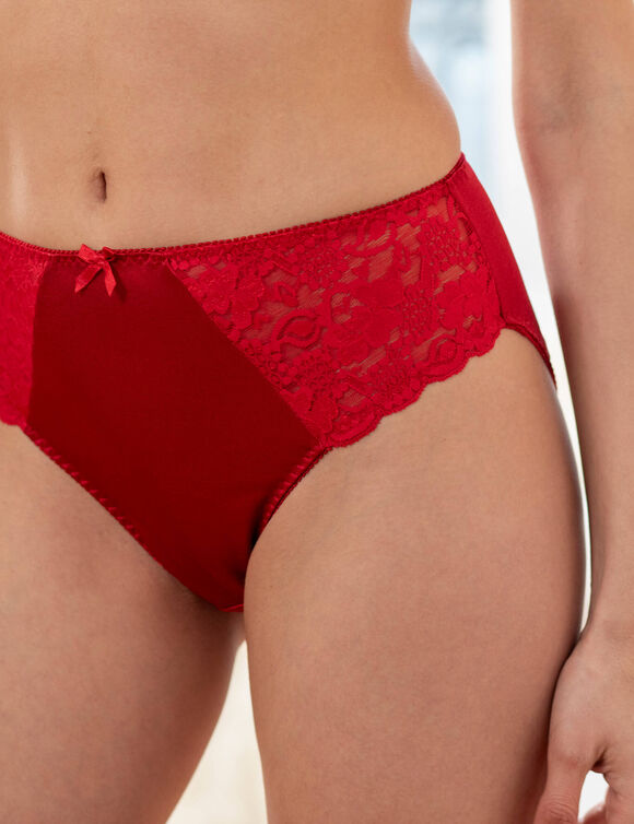 Slip in glanstricot en kant Avila - set van 2 (marine + rood)