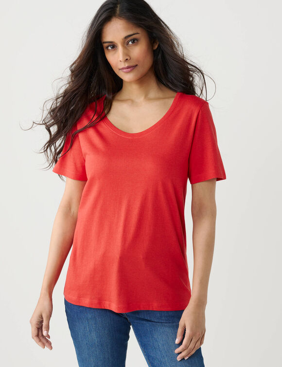 T-shirt met ronde hals en korte mouwen (rood)