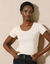 Effen T-shirt met korte mouwen en ronde hals in biokatoen(**) (beige)