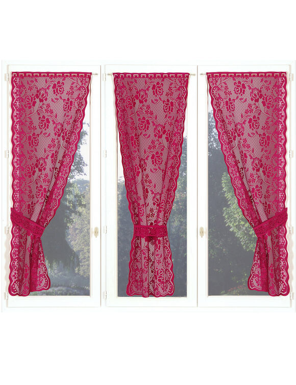 Rideau guipure - triptyque (framboise)