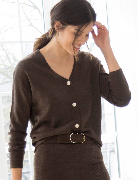 Vest met officiersknopen, loose volume (chocolade)