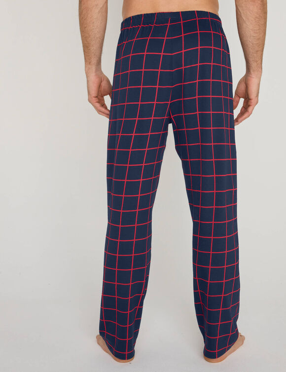 Pyjamabroek van katoen met ruitenprint (marine / rood)