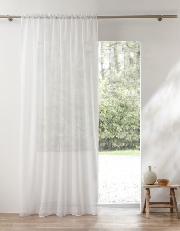 Panneau voile uni finition galon fronceur (blanc)