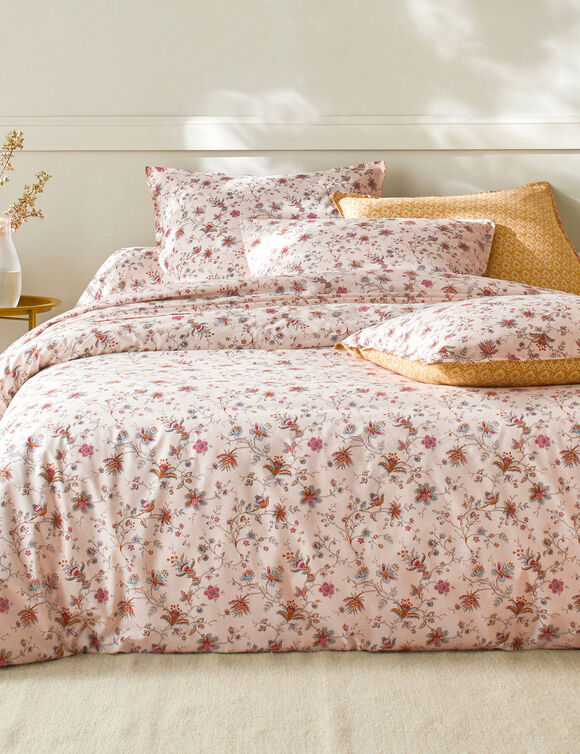 Linge de lit Margaux en coton imprimé fleurs perses (écru)