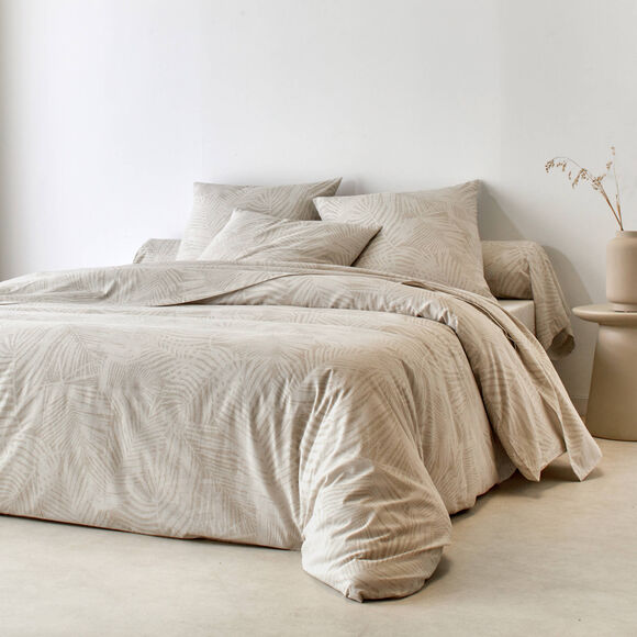 Linge de lit imprim&eacute; Marie coton (beige)