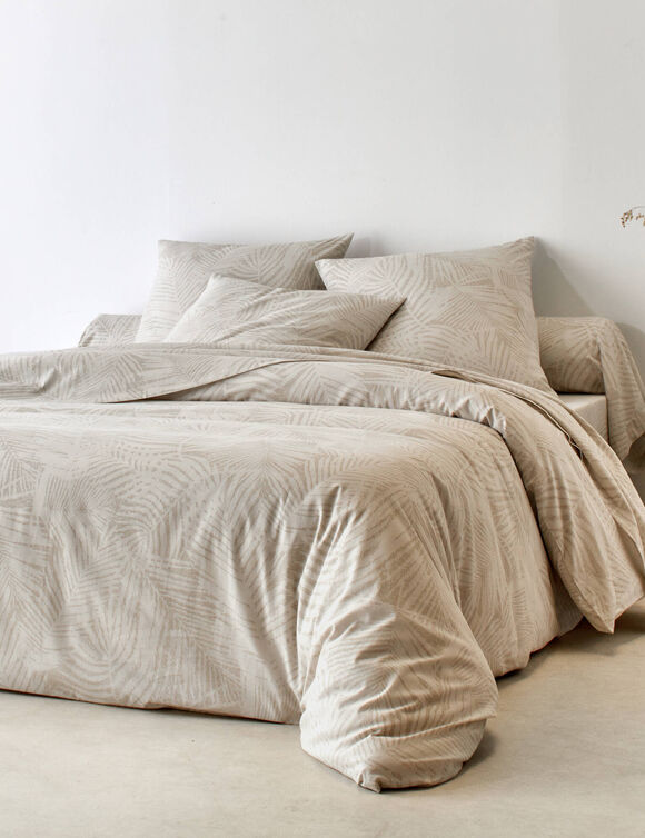 Linge de lit imprim&eacute; Marie coton (beige)