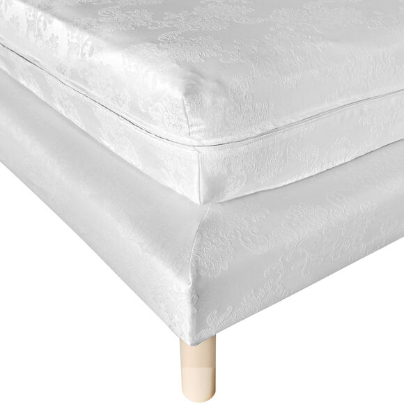 Hoes voor matras of bedbodem met medaillonbestikking 18 cm (wit)