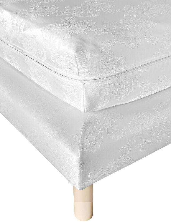 Hoes voor matras of bedbodem met medaillonbestikking 18 cm (wit)
