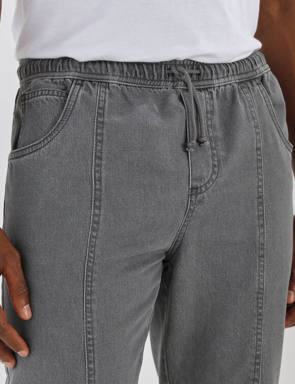 Pantalon denim l&eacute;ger &eacute;lastiqu&eacute; (gris)