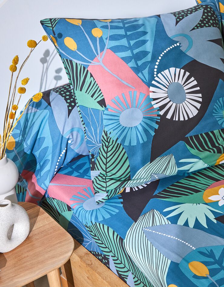 Linge de lit Clara en coton (bleu)