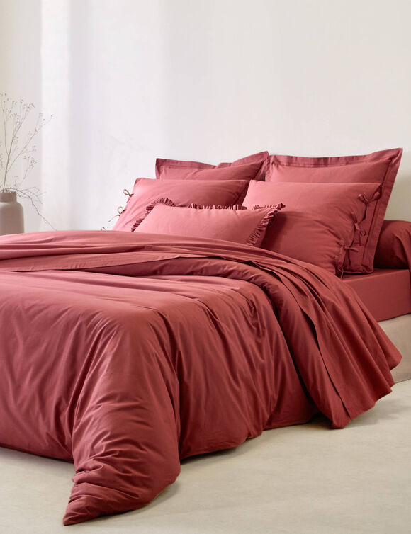 Linge de lit uni percale (bois de rose)