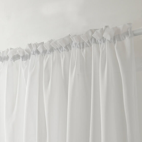 Effen voilegordijn met fronsgalon (wit)