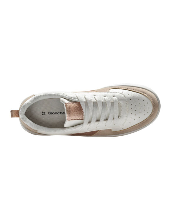 Baskets plateforme à lacets (blanc / beige)