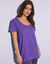 Effen T-shirt met ronde hals, biologisch katoen(**) (iris)