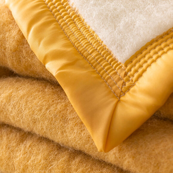 Couverture bicolore pure laine 600 g/m² (miel)