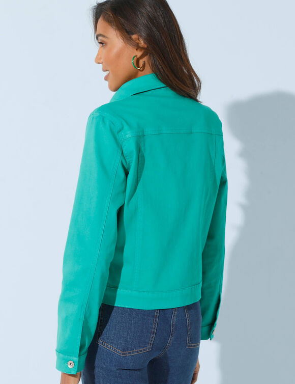 Veste boutonnée plis fantaisie (vert émeraude)