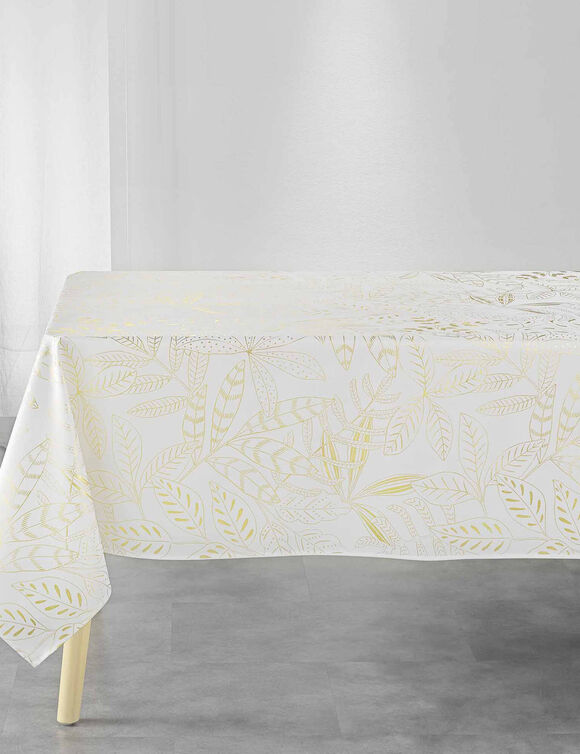 Nappe motif feuillage doré (blanc / doré)