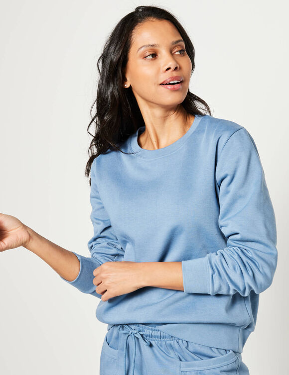 Sweat molleton uni (bleu jean)