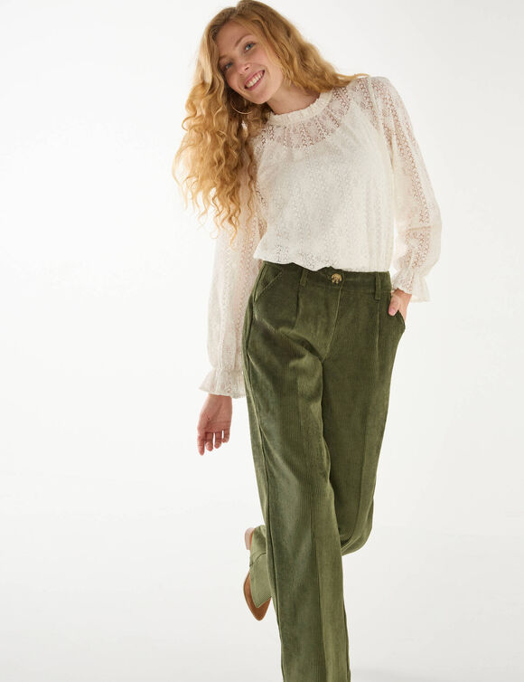 Pantalon large velours (vert)