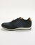 Leren sneakers in 2 materialen, veters en rits (marine)