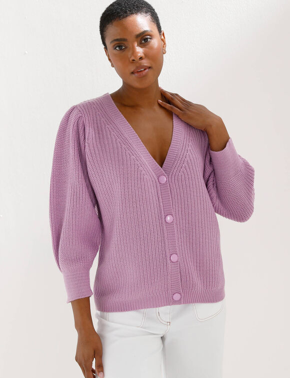 Vest met knopen en V-hals, patenttricot (parma)