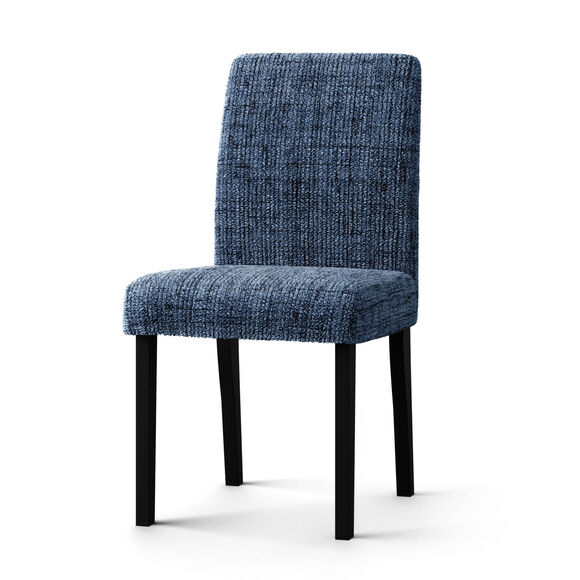 Housse microfibre bi-extensible effet faux uni spéciale chaise (bleu)