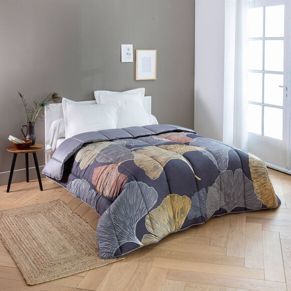Couette polyester imprim&eacute;e Ginkgo 400 g/m&sup2; (noir)