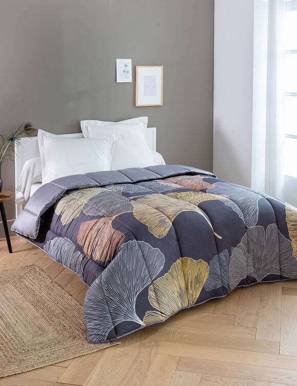 Couette polyester imprim&eacute;e Ginkgo 400 g/m&sup2; (noir)