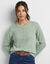 Pull col rond maille ajour&eacute;e boutonn&eacute; (aqua)