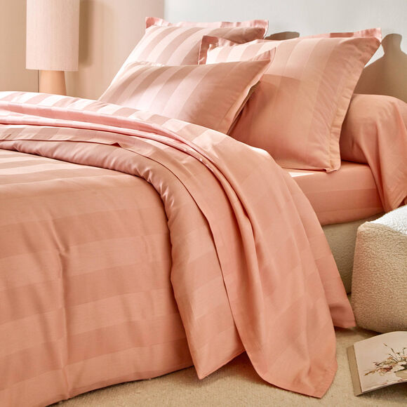 Linge de lit satin rayé (rose blush)