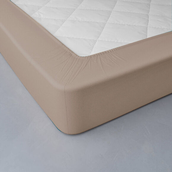 Effen hoeslaken in jersey, hoekdiepte 40 cm (grijsbeige)