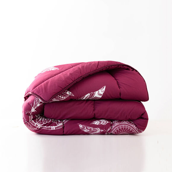 Couette coton imprim&eacute; Tea 400 g/m&sup2; (prune)