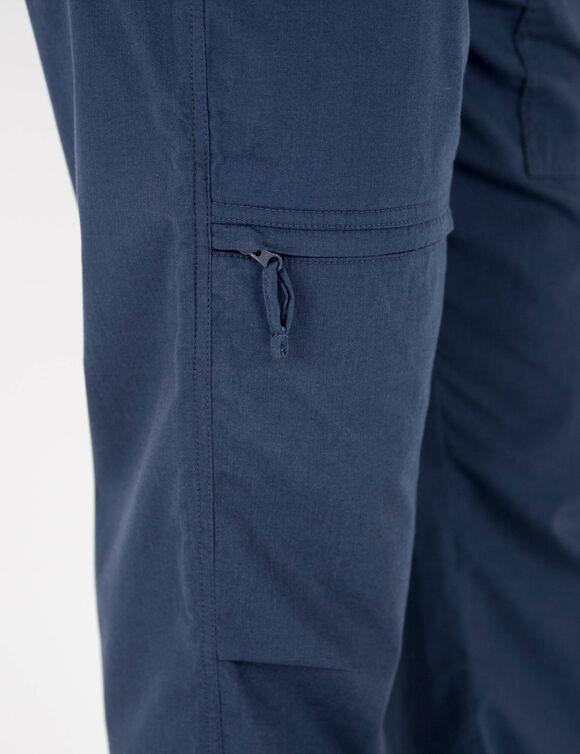 Pantalon 3/4 &eacute;lastiqu&eacute; + ceinture assortie (bleu marine)