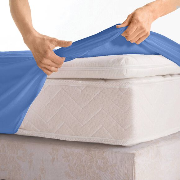 Drap-housse uni jersey bonnet 40 cm (océan)