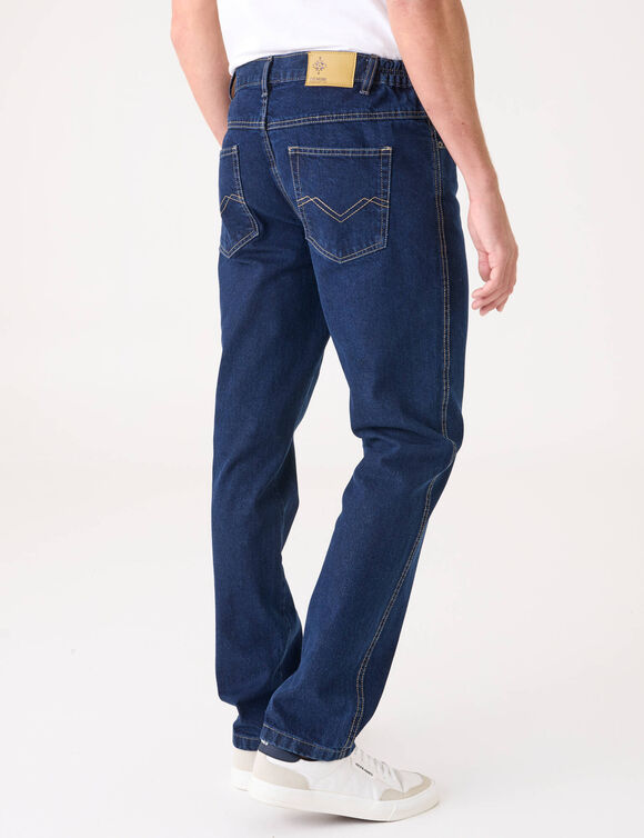 Jean droit ceinture &eacute;lastiqu&eacute;e c&ocirc;t&eacute;s - L32 (brut)